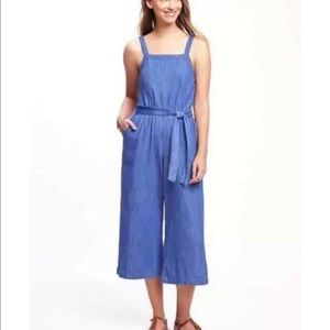 Brand New Old Navy chambray belted jumpsuit Size L